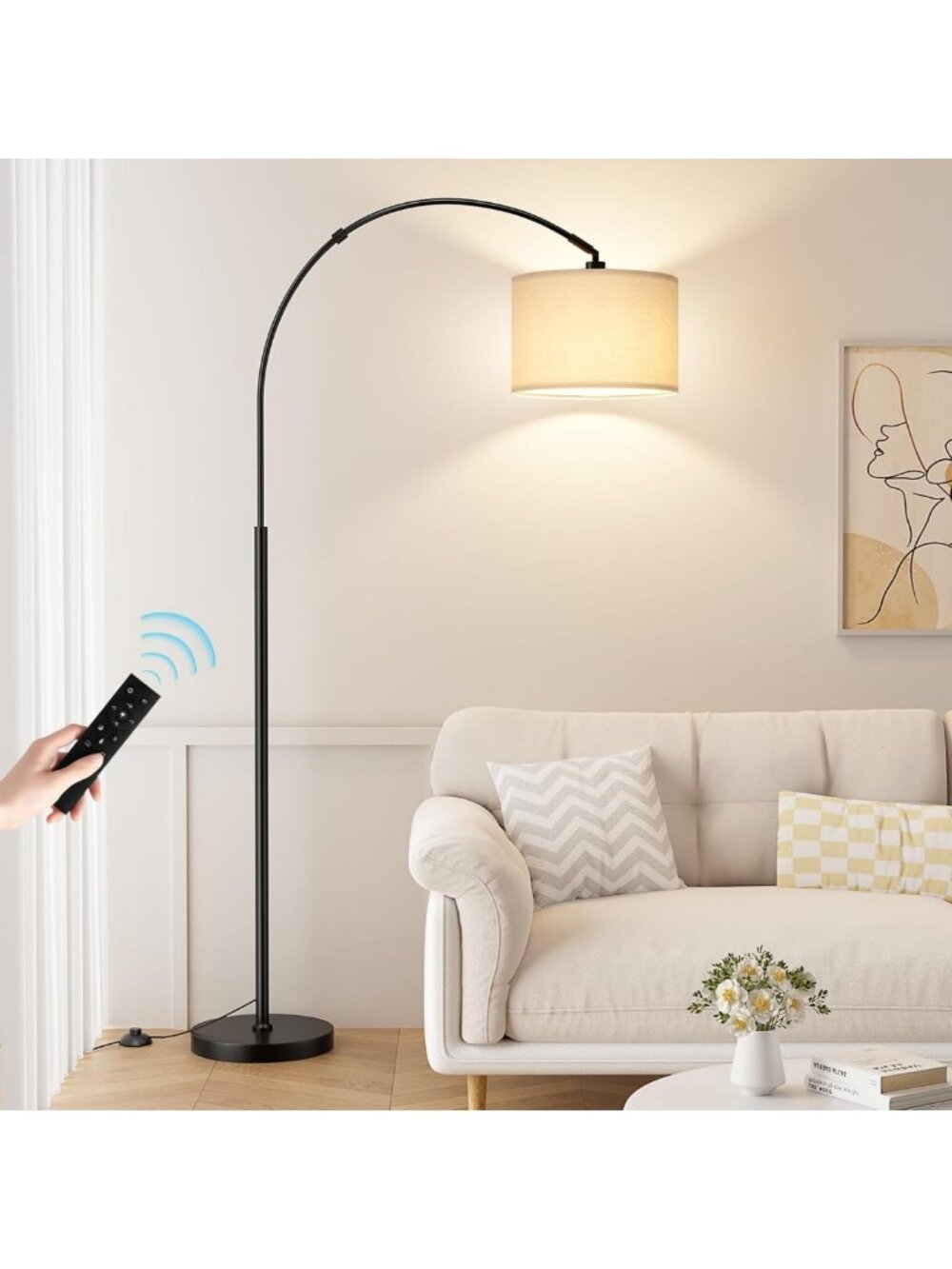 70” Dimmable Arc Floor Lamp with Remote Control & Adjustable Color Temperature